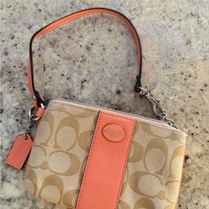 Coach Beige and Coral Wristlet